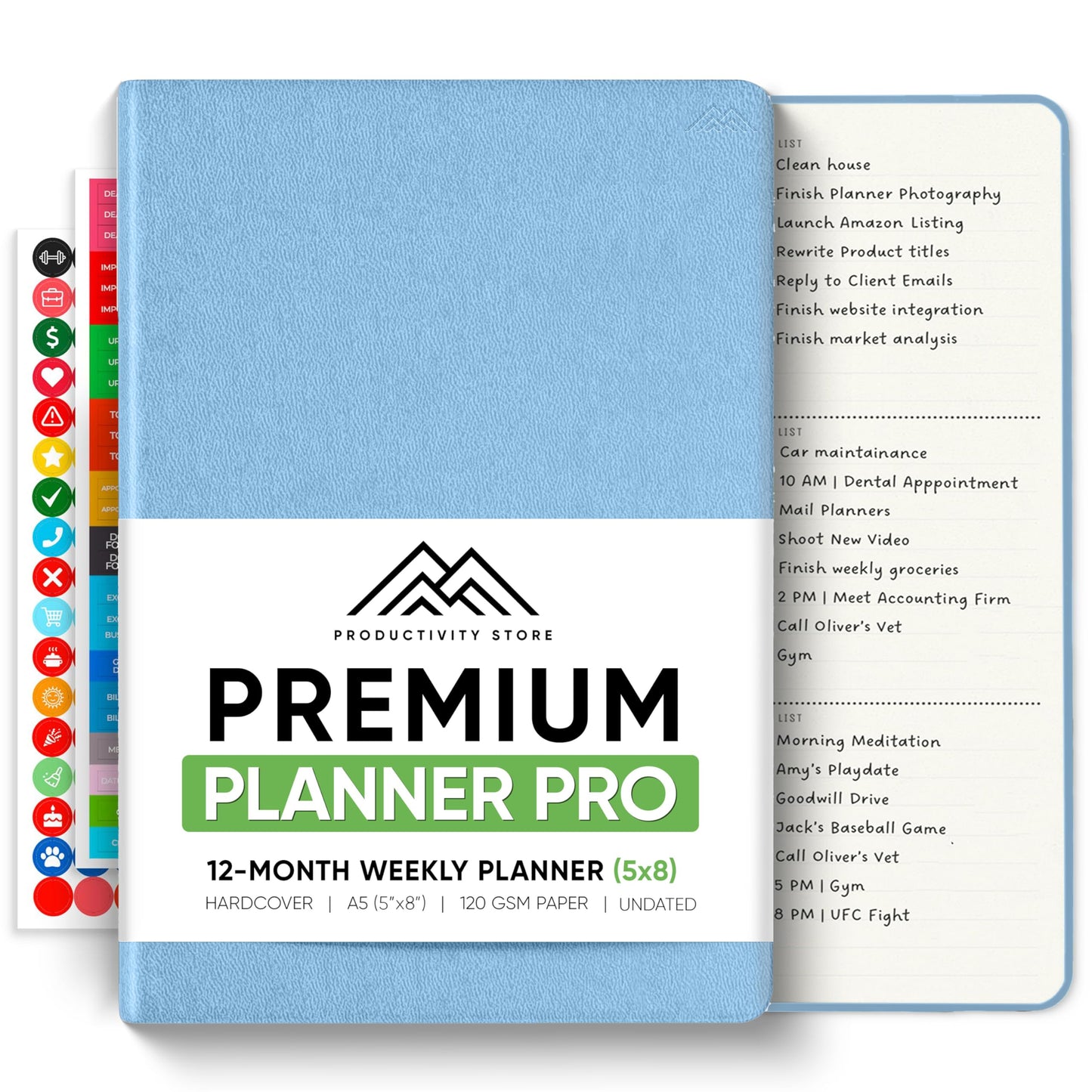 PRODUCTIVITY STORE Pro - Undated, 2026 Planner, 5.8” x 8.3” - The #1 Productivity Planner to Achieve Your 2026 Goals - Planner 2026-2027 - Blue - A5