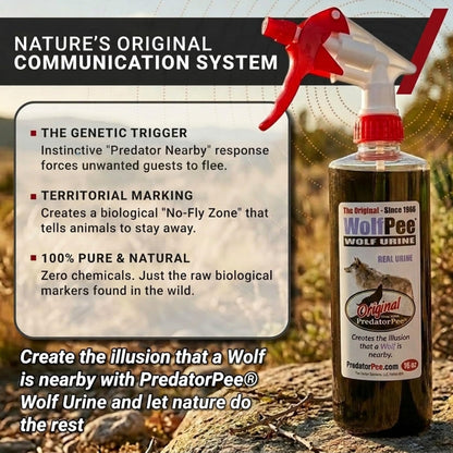 PredatorPee Wolf Urine, Territorial Marking Scent, Creates Illusion that a Wolf is Nearby, Natural Coyote and Fox Deterrent, 16oz
