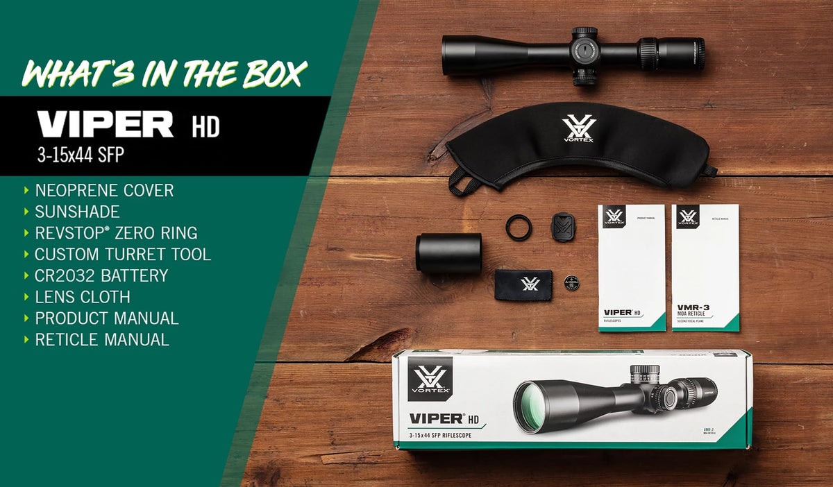 Vortex Optics Viper HD 3-15x44 Second Focal Plane Scope - VMR-3 MOA Reticle