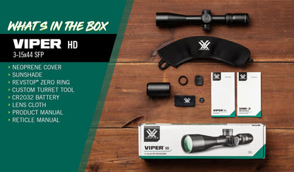 Vortex Optics Viper HD 3-15x44 Second Focal Plane Scope - VMR-3 MOA Reticle