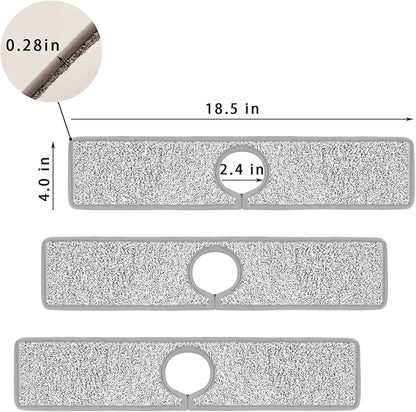 3 Pack Faucet Mat Splash Guard for Kitchen Sink, 18.5 x 4 Inch Faucet Handle