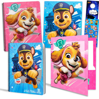 Paw Patrol School Supplies Set - Bundle with 2 Spiral Notebooks, 2 Portfolio Folders, Stickers, More | Paw Patrol School Supplies Set for Boys, Girls, Kids