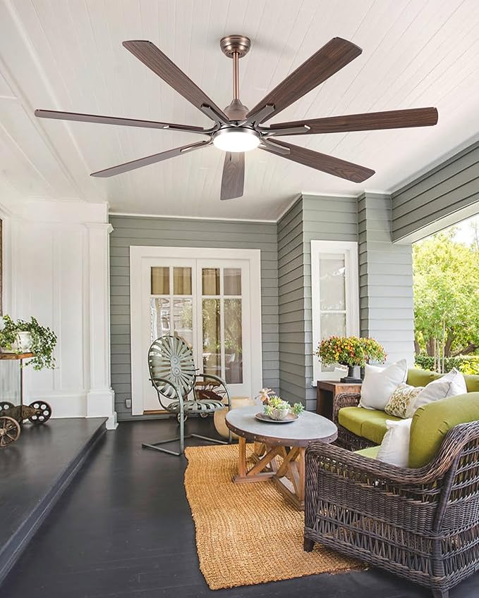 72" Oil Rubbed Bronze Smart Ceiling Fan with Light via WiFi Alexa,6-Speeds Quiet DC Motor,Dimmable,Outdoor Antique Bronze Large Ceiling Fan for Living Room,Patio,Dual Finish 7 Blades