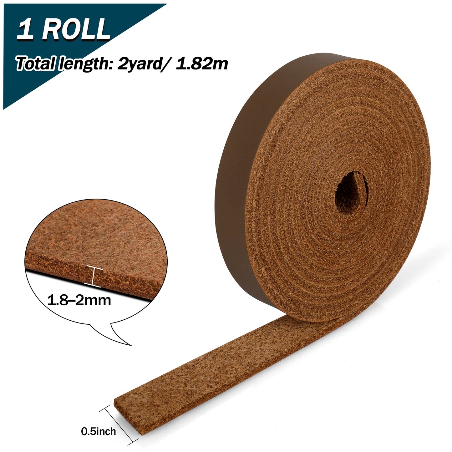 JinRuiKJ Top Grain Leather Strap - 1/2 Inch Wide 72 Inches Long Brown Leather Strips - Very Suitable for DIY Arts & Craft Projects, Traction Ropes, Bag Straps, Furniture Handles