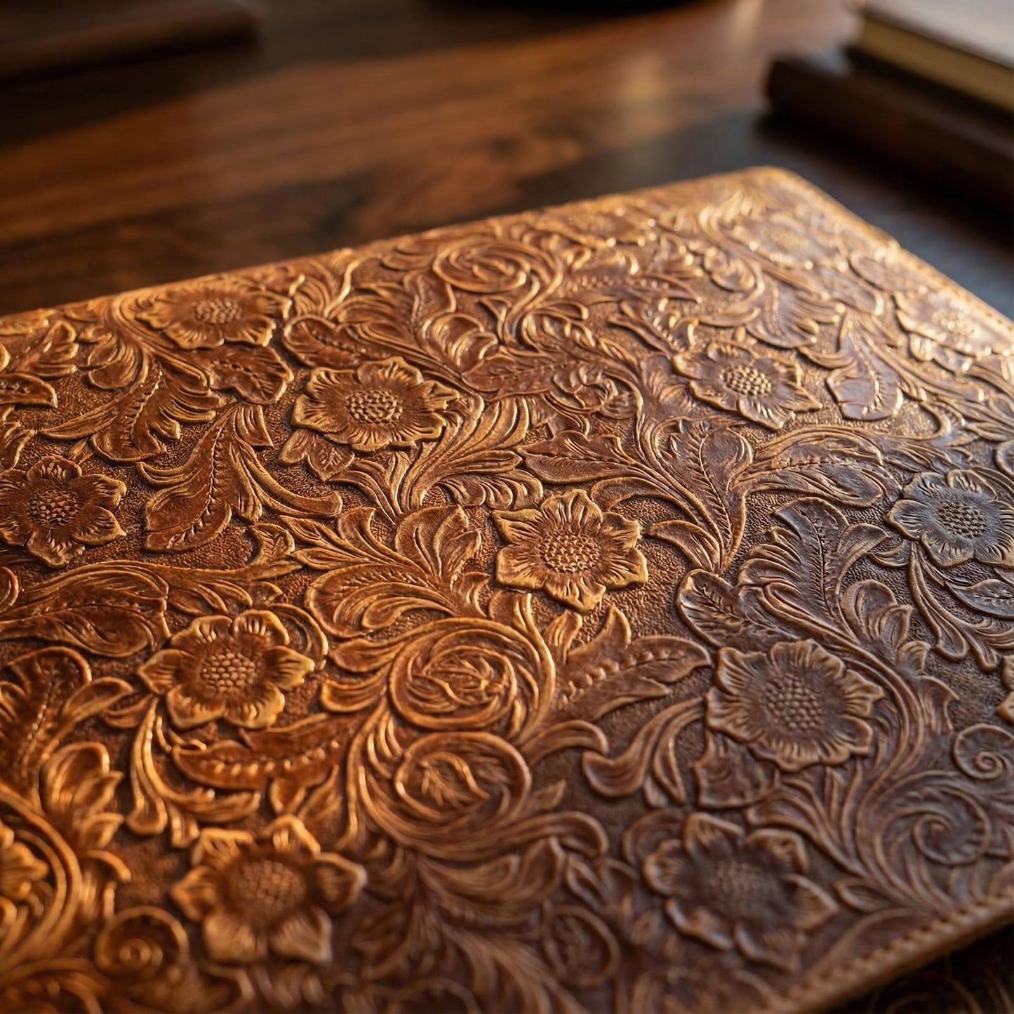 Gexmil Leather Portfolio Organizer for Women Men, Business Padfolio Folder with Zipper, Full Grain Leather,Interview Legal Document File Resume Organizer, A4 Writing Notepad Padfolio, Floral Brown
