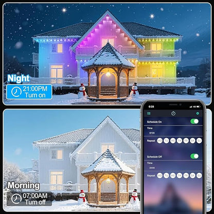500Ft Permanent Outdoor Lights for House Waterproof, IP67 LED Eave Lights with App/Remote Control, Outdoor Permanent led Lighting for House Roof Decor,Christmas,Party,All Holiday and Daily