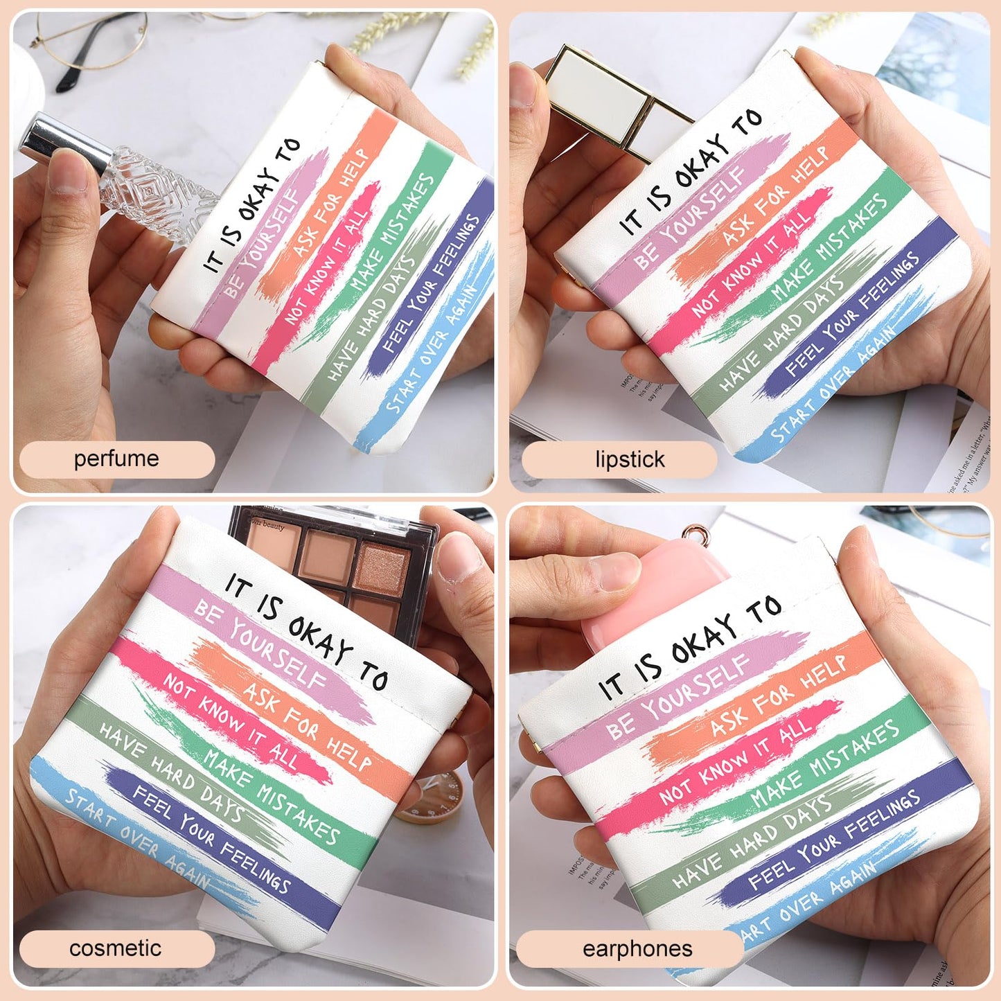 2Pcs PU Leather Small Squeeze Coin Purse Pouch Mini coin Bag Unique And Cute Wallet Cosmetic Bags Change Bag For Women Girls Men （Color font