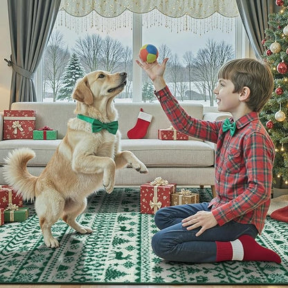 Christmas Kitchen Runner Rug, 2x6 Rug Runners for Hallways Non Slip, Low Pile Soft Washable Bathroom Runner Rug, Xmas Winter Holiday Home Decor Carpet Runners for Bedroom Laundry