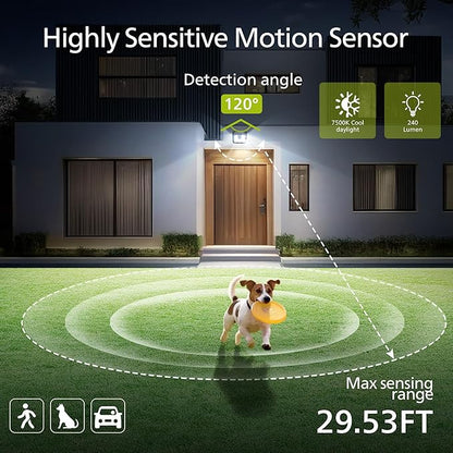 Philips Solar Lights Motion Sensor Outdoor, 120 LEDs Solar Powered Security Lights,3 Lighting Modes, Waterproof Wall Lights for Outside Yard Fence Garden Garage