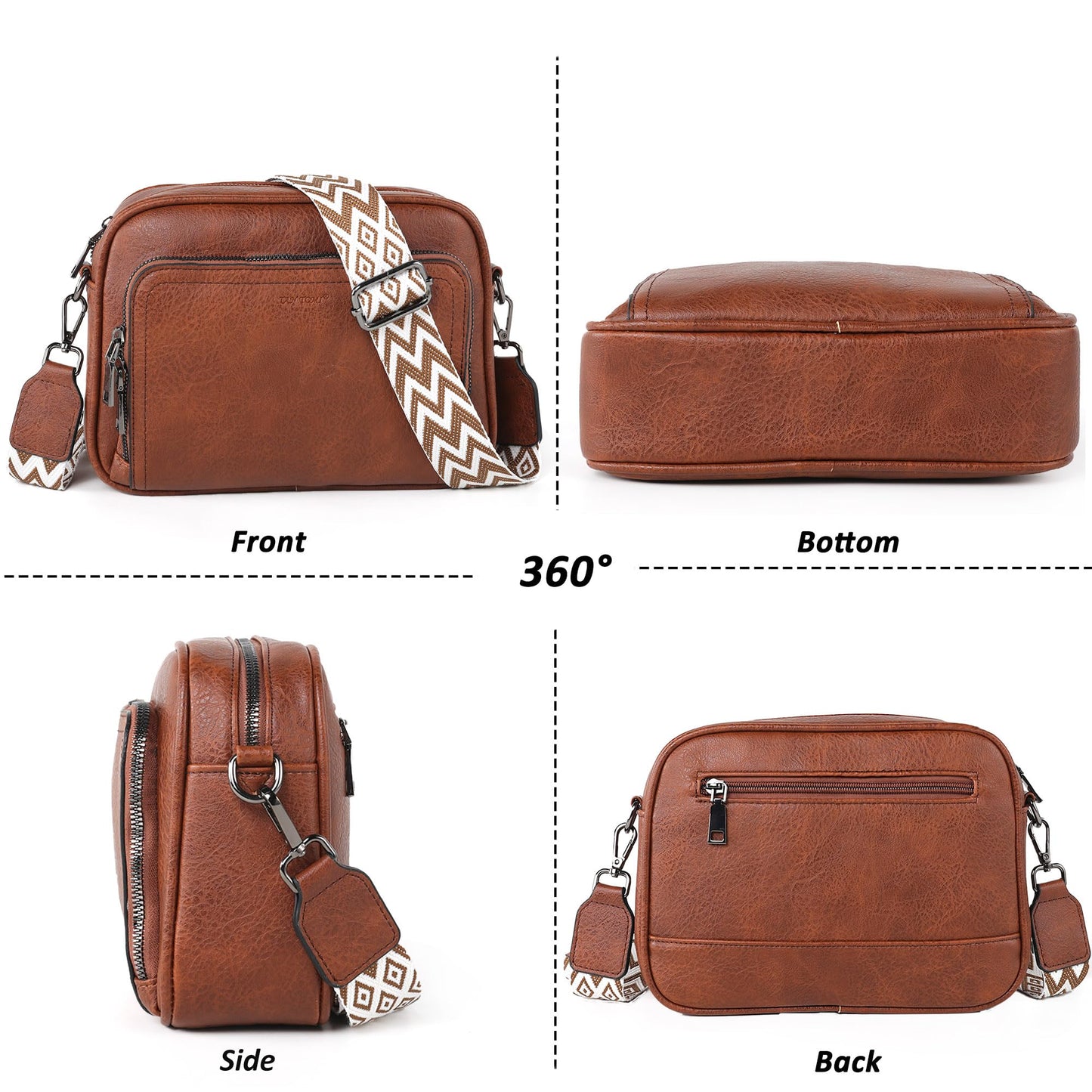 TANTOMI Crossbody Bags for Women Trendy, Shoulder Hobo Anti Theft Bags Cross body Handbags Women's Leather Purses with 8 Card Slots (Brown)
