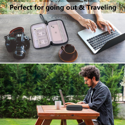 DDgro Travel Accessories Organizer Electronics Pouch for Keeping Certificates Charger/Power Bank/Cables/Mouse/Earphone (Medium, Black)