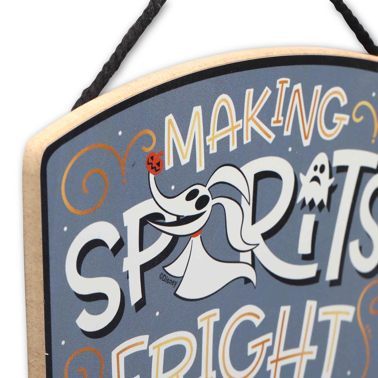 Disney The Nightmare Before Christmas Making Spirits Fright Hanging Wood Wall Decor - Fun NBC Christmas Decoration for Home