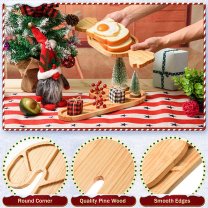 AWIZOM 2 Pcs Christmas Wooden Serving Platters Peppermint Candy and Candy Cane Charcuterie Boards Christmas Wood Trays Decorative Wooden Snack Cheese Dish Plates for Xmas Holiday Housewarming Present