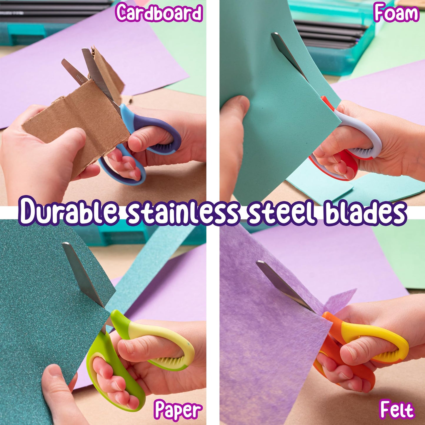 WA Portman 24 Pk Blunt Scissors for Kids - 5-Inch Blunt Tip Kids Scissors Bulk Classroom - Back to School Supplies - No-slip Grip & Durable Stainless Steel Blades - Ideal for School & Home Use