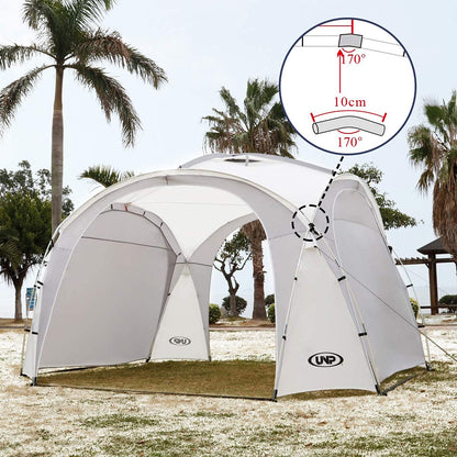 UNP Easy Beach Tent Pop Up Canopy UPF50+ Tent with Side Wall, Ground Pegs, and Stability Poles, Sun Shelter Rainproof, Waterproof for Camping Trips, Backyard Fun, Party Or Picnics (10x10 ft, White)