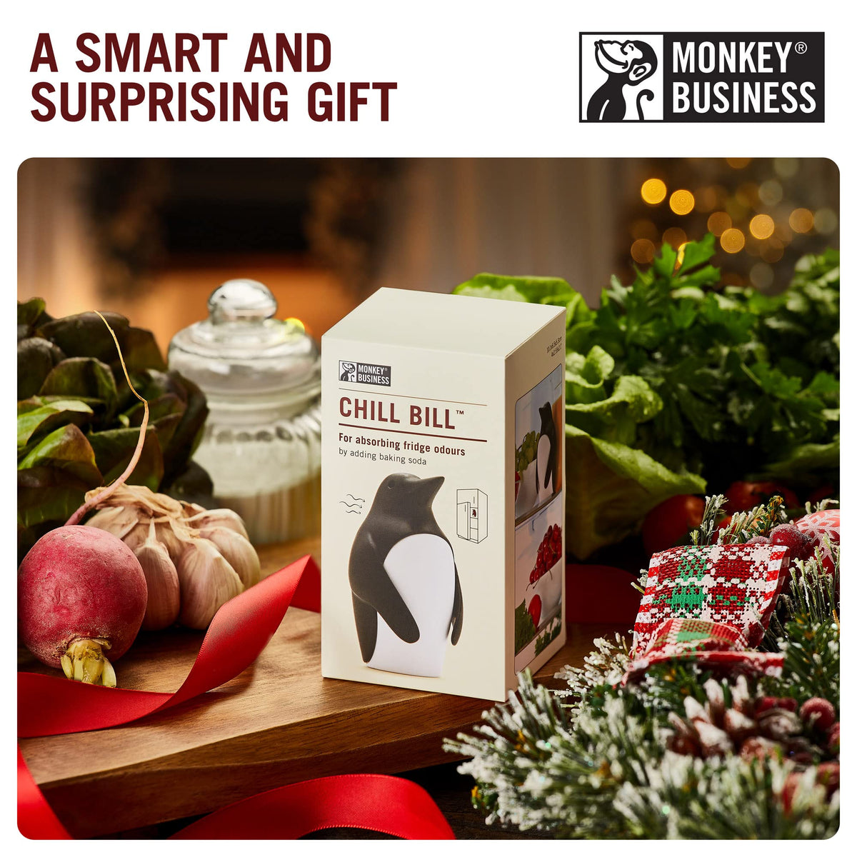 Monkey Business Chill Bill Refrigerator Deodorizer, Baking Soda Container, Baking Soda Fridge, Baking Soda Fridge Deodorizer, Cute Gifts, Kitchen Gadgets