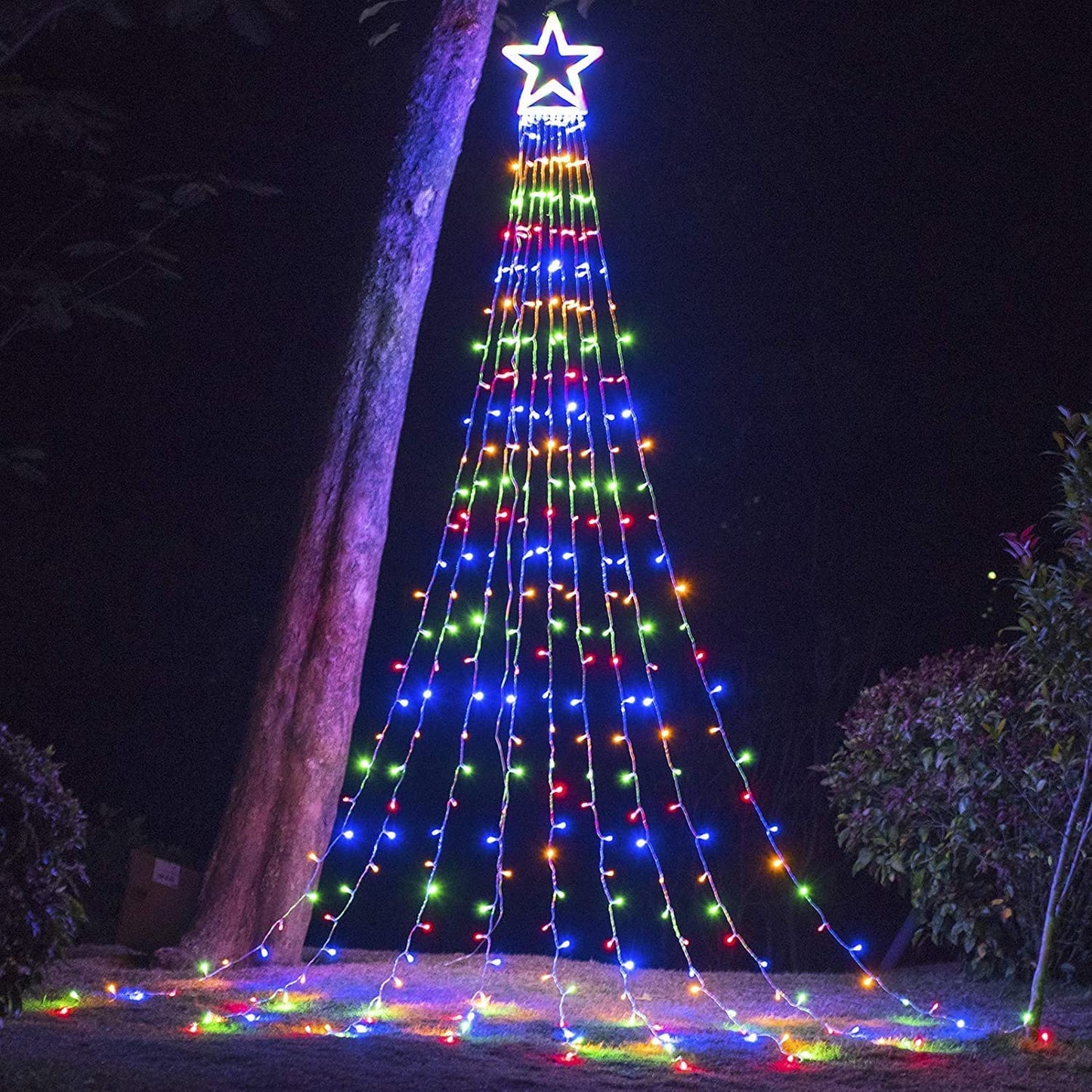 Outdoor Christmas Star String Lights, 320 LED 11.5 ft Waterfall Tree Lights with 8 Lighting Modes for Indoor/Outdoor Yard, Home, Festival, Party, Xmas, New Year Decor