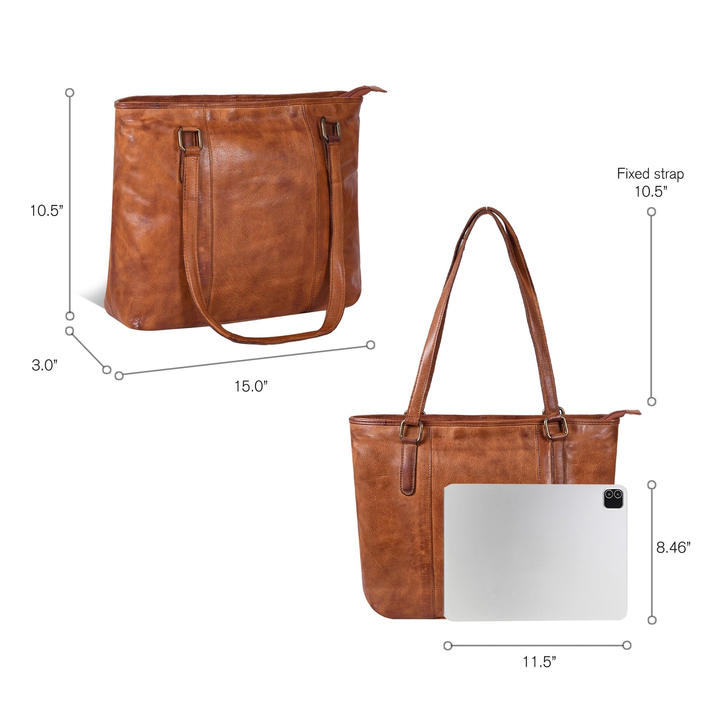 Leather Purse For Women - Real Leather Tote For Women - Ladies Shoulder Handbag For Work, Travel, Casual Use (Tan Washed)