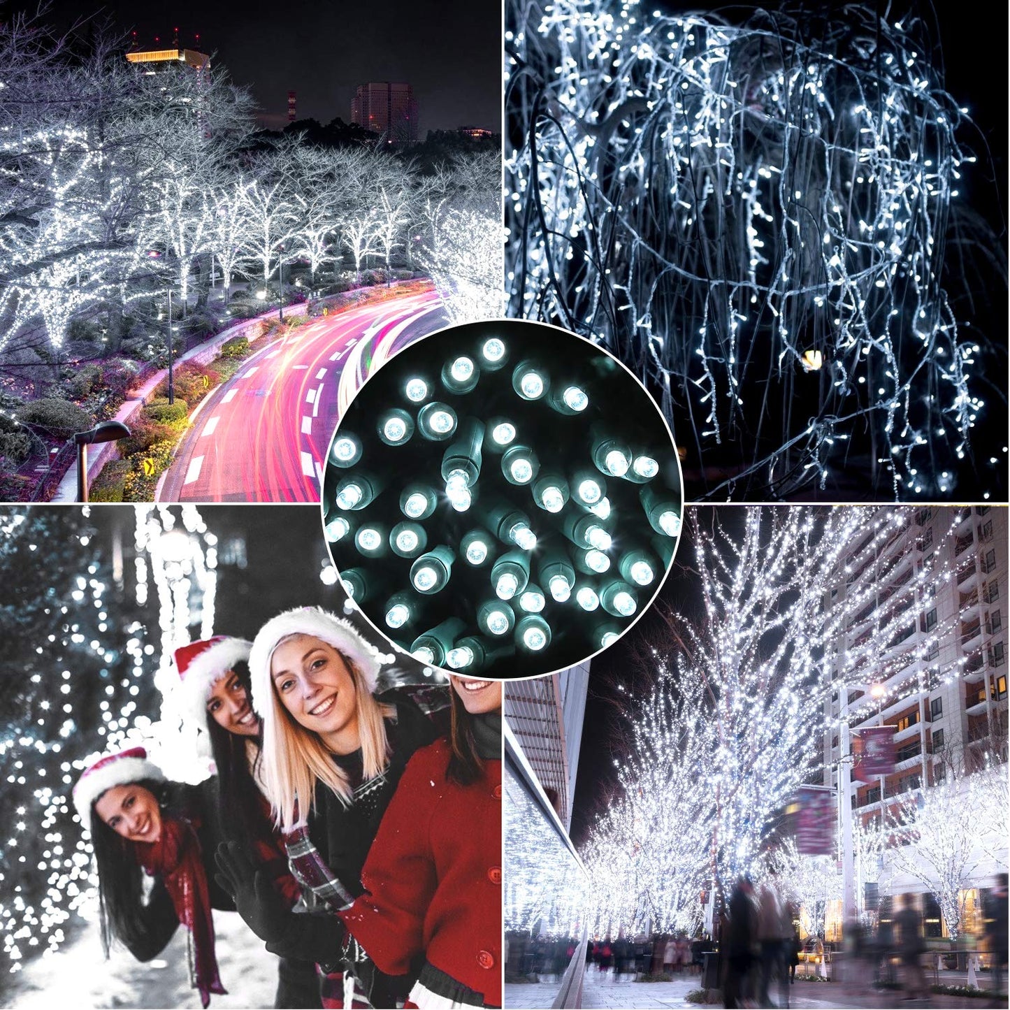 AIDDOMM 50 Counts Cool White LED Christmas Lights – 25ft 5mm White Christmas Lights Outdoor Commercial Grade Waterproof, Indoor Christmas Tree Decorations, Green Wire Mini String Lights, UL, IP:65