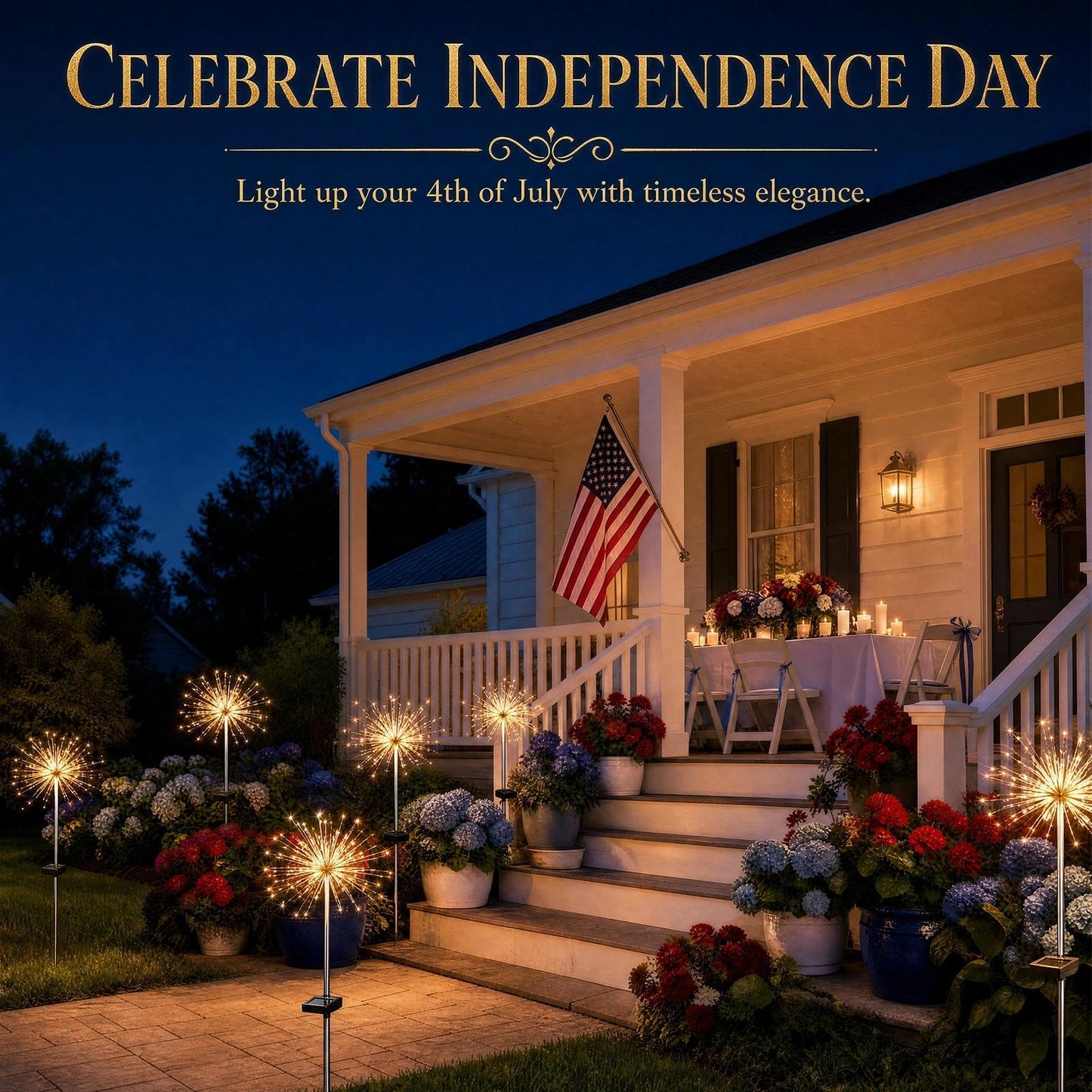 Fairdeer Solar Firework Lights Outdoor 4 Pack, 120LED Solar Starburst Garden Lights with 8 Modes, Waterproof Decorative Sparkle Light for Backyard, Garden, Patio Lawn Landscape & 4th of July Decor