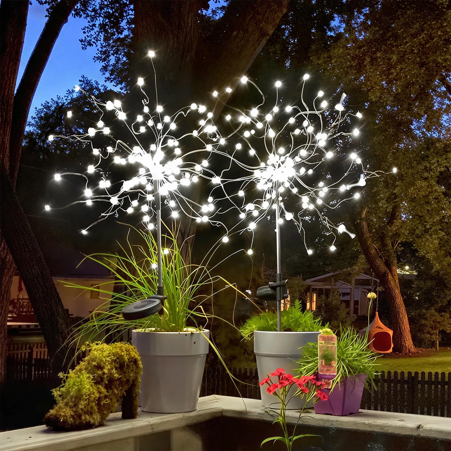Anordsem Solar Garden Lights Outdoor: Bendable Copper Wire with 120 LED Firework Beads - White Waterproof DIY Fairy Decorations for Yard Patio Path - Gifts for Women Mom Homeowners