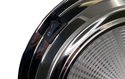 Pactrade Marine Dome Light 12V - 4-Inch Lens, Cool White LED | Stainless Steel Boat Light with Built-In Rocker Switch, Surface Mount | RV, Trailer, Boat Interior Lights, Marine Lights