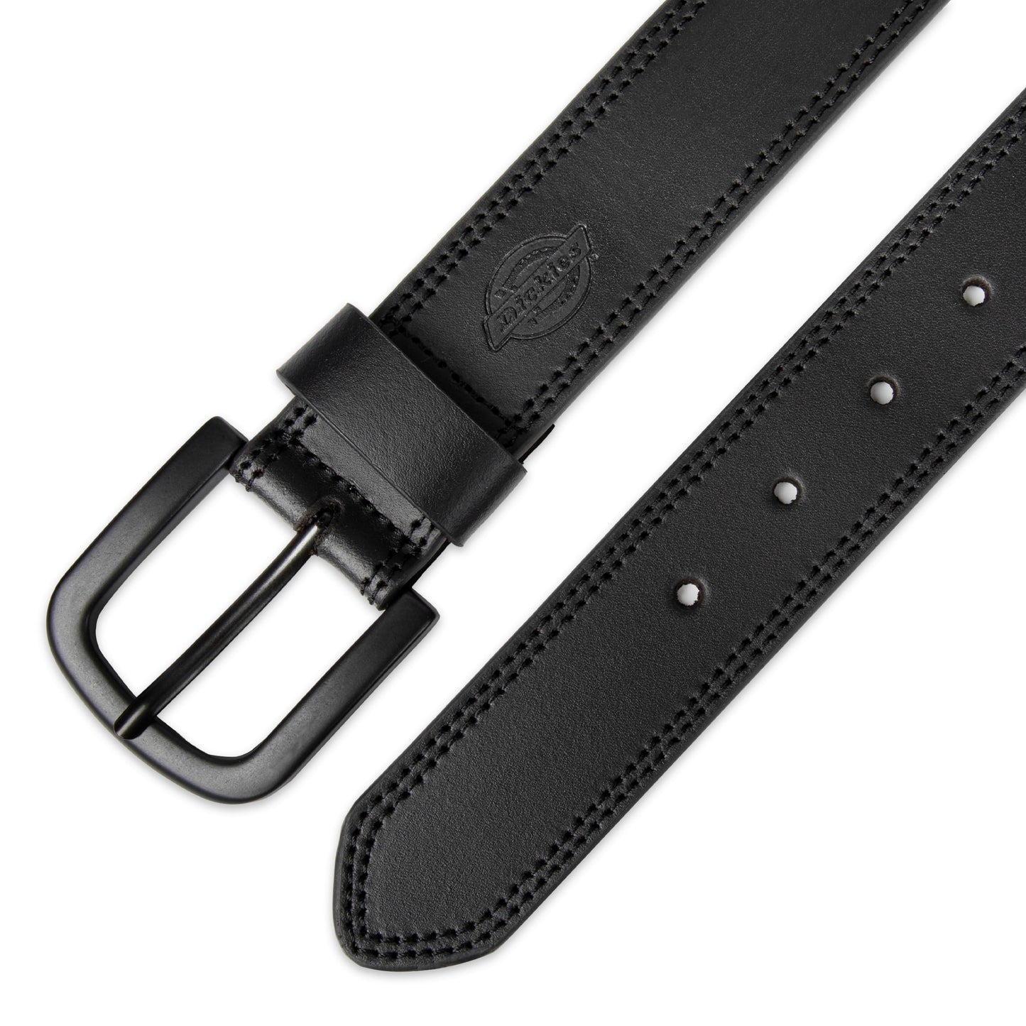 Dickies mens 100% Leather Jeans With Stitch Design and Prong Buckle Belt, Black, 42 Waist 40 US