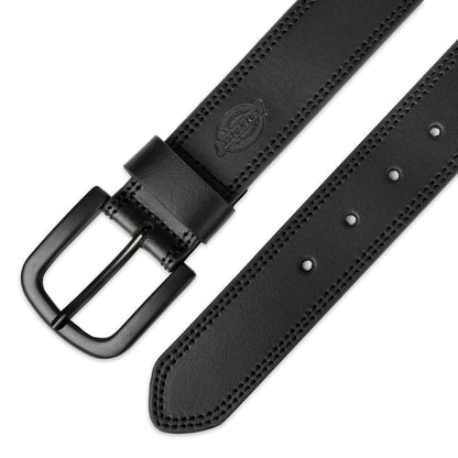 Dickies mens 100% Leather Jeans With Stitch Design and Prong Buckle Belt, Black, 42 Waist 40 US