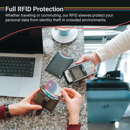 RFID Blocking Credit Card & Passport Sleeves (14 Long Side Credit Card & 4 Passport Protectors) – RFID Blocking Identity Theft Protection, Slim Design – Ideal for Travel and Everyday Use