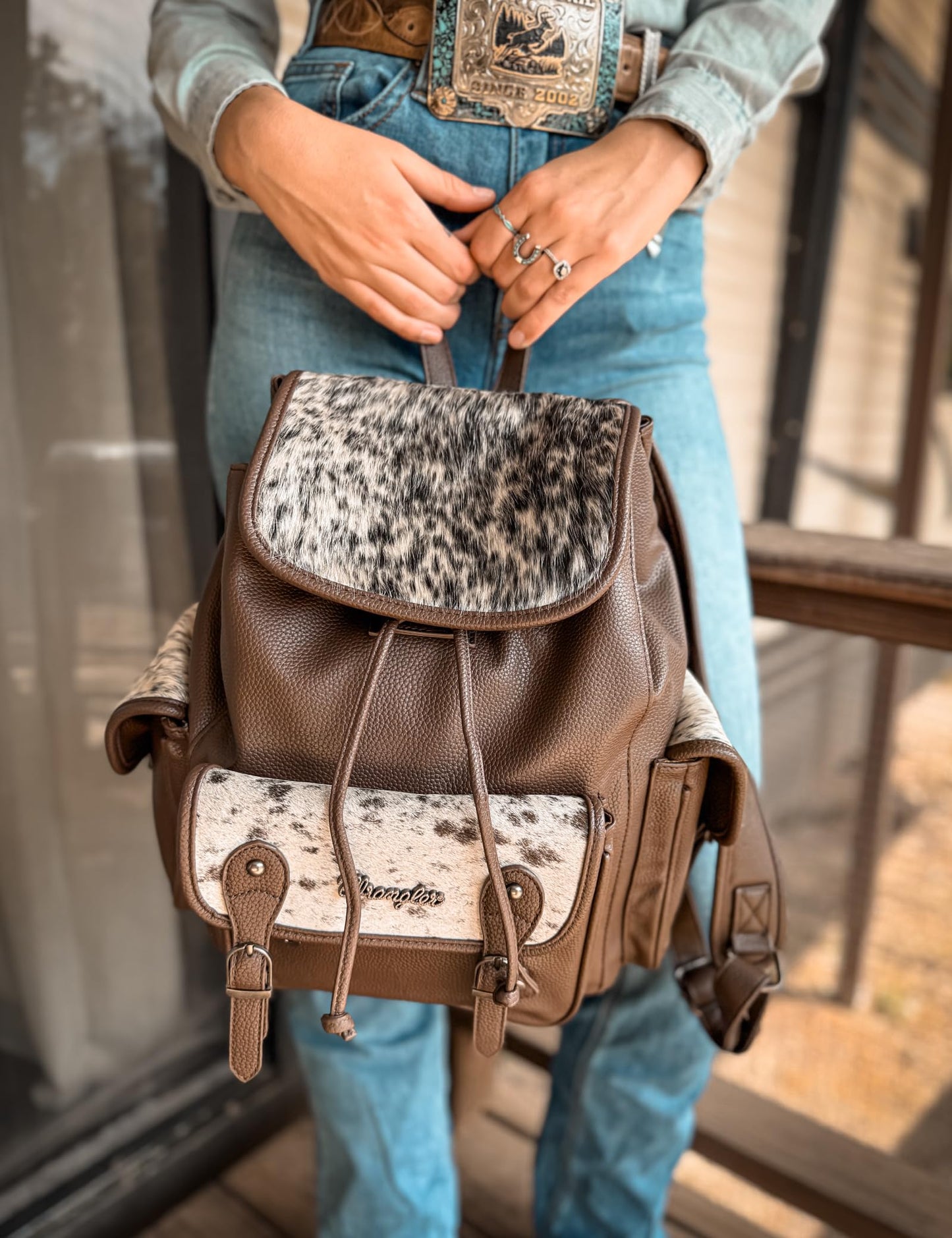Montana West Wrangler Backpack Purse for Women Hair-on Cowhide Backpacks Western Travel Bags