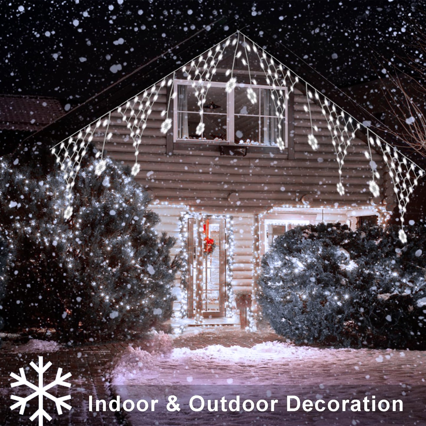 DBFAIRY Christmas Net Lights Plug in,207LED Snowflake Hanging Net Light 13.1 x1.9Ft