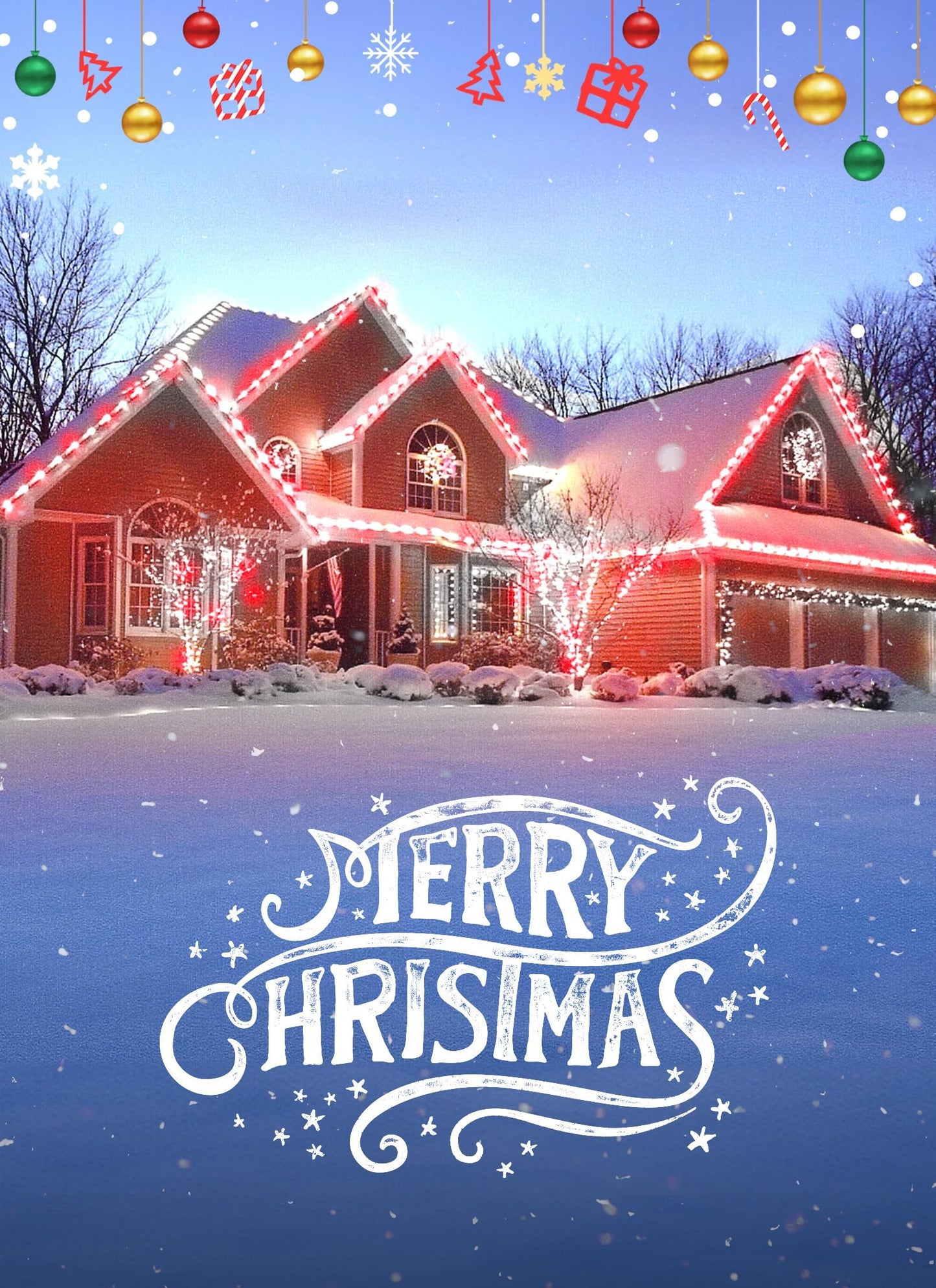 C9 LED Christmas Lights Outdoor, 68 Feet 100 LED C9 String Light with 100 Spring Clips, Waterproof Connectable Christmas Tree Lights for Outside Roofline Patio Home Xmas Decor, Red & Pure White