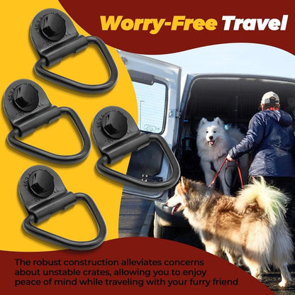 4-Pack Tie Down Kit for Kennels - Heavy-Duty D-Ring with 1000lb Capacity | Easy Install, All Black