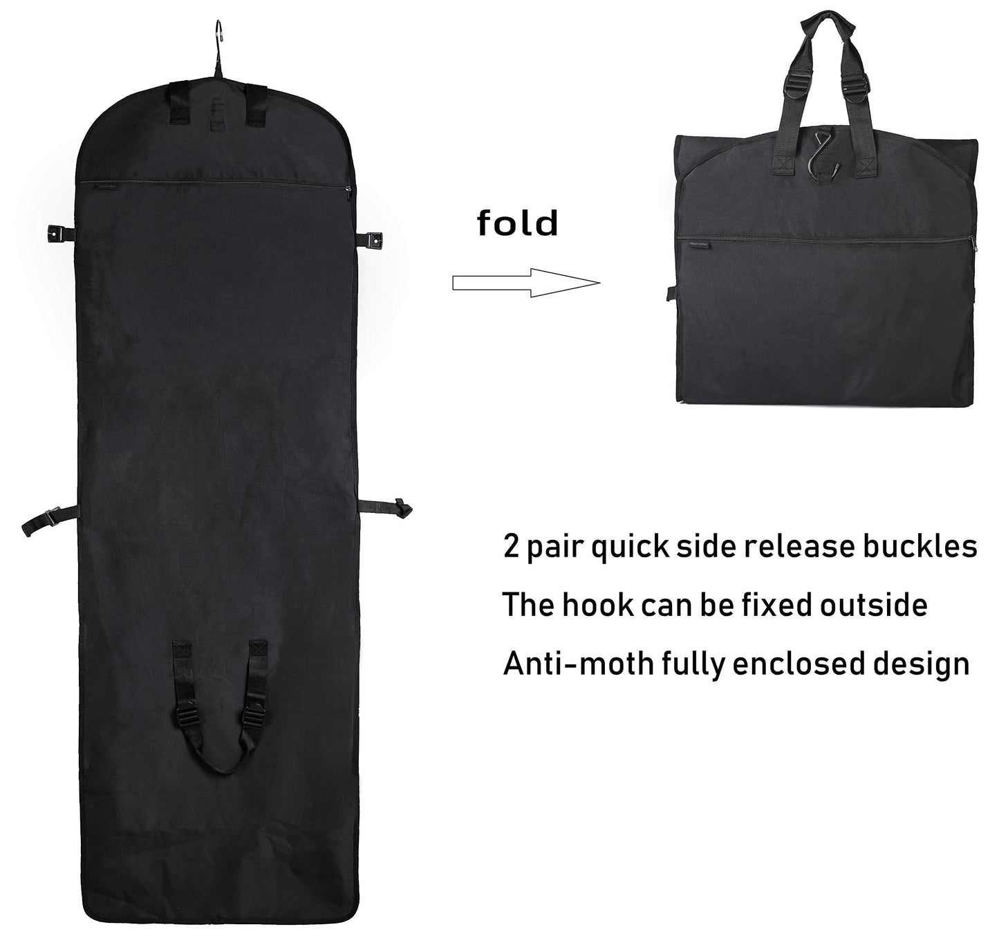 Magictodoor 72" Tri-Fold Wedding Garment Bag for Long Dress & Gown,Hanging Travel Carry on Storage bag for Men Women