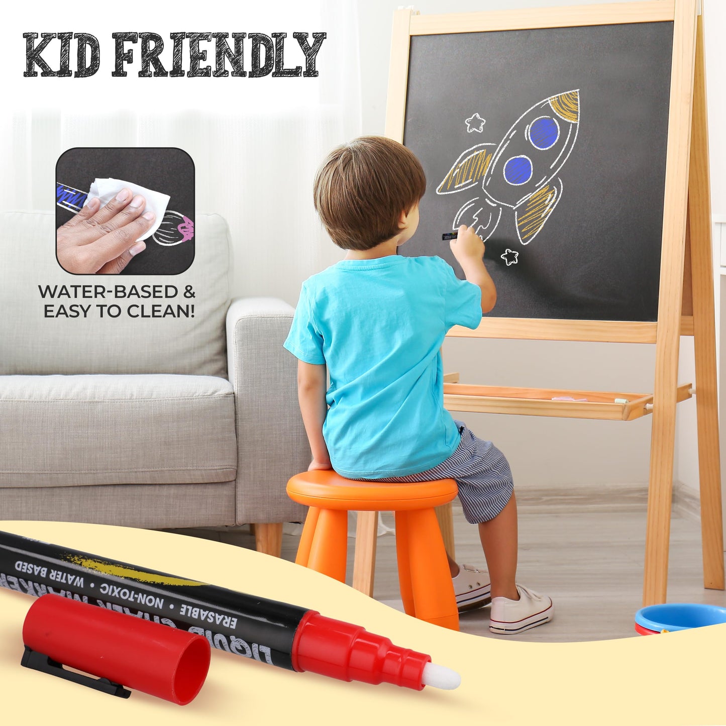 Bandle B. Chalk Markers - 24 Vibrant, Erasable, Non-Toxic, Water-Based, Reversible Tips. For Glass or Chalkboard Markers for Businesses, Restaurants, Liquid Drawing Chalk (Vibrant 6mm)