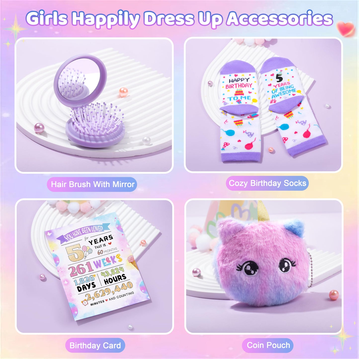5 Year Old Girl Birthday Gift Ideas, Unicorn Gifts for Girls Age 5, Happy Birthday Gifts for Girls, Fun Decorations Girl Kids Toys Gift Basket for Daughter, Sister, Niece, Granddaughter Christmas