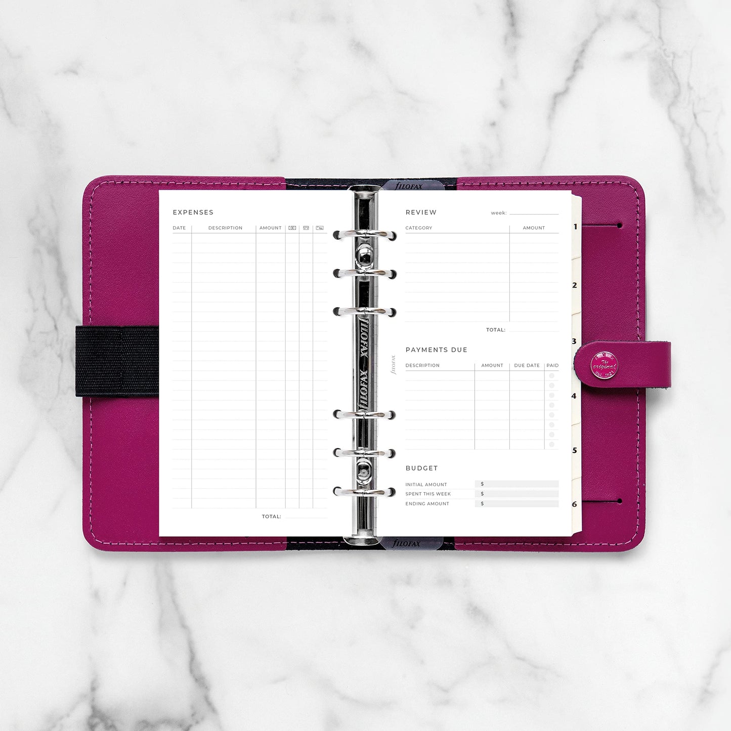 Filofax Lifestyle Refill, Personal Size, Organizer Refill, White Paper, Expense Tracker, 56 Sheets (B132850)