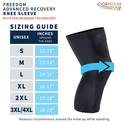 Copper Fit PRO Recovery Knee Compression Sleeve - Breathable, Second Skin Feel - Arthritis, Joint Pain, Circulation - For Men and Women (Large)
