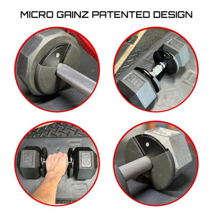 Micro Gainz Dumbbell Fractional 1.25lb Weight Plate, Ideal for Micro Loading, (Choose Color) 4 Piece Fractional Weight Plates, Designed for Dumbbell Training, Made In USA (Black Dip Coated)