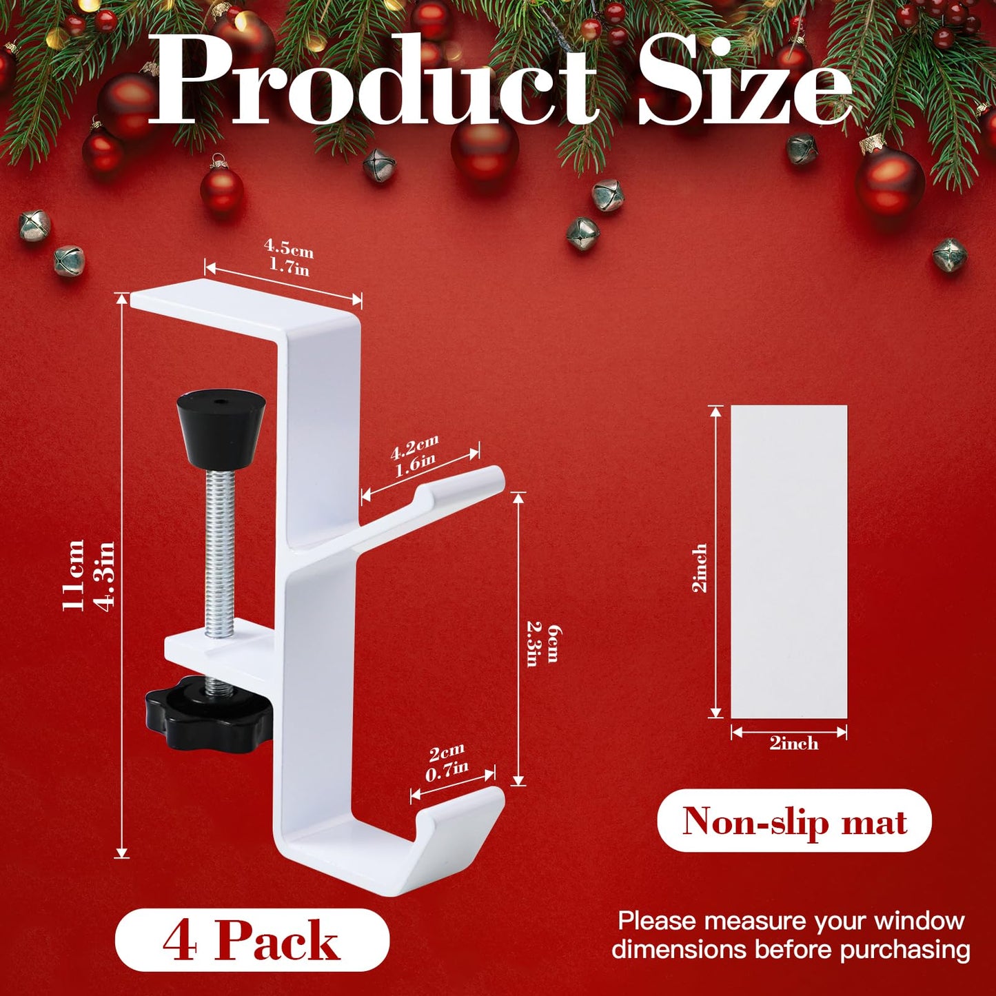 ANOEPUY 4 Pack Stocking Holders for Mantle for Christmas Decorations,2 in 1 Mantle Garland Holder for Hanging Christmas Stockings,No Drilling Required & Adjustable Garland Hanger, Metal(White)