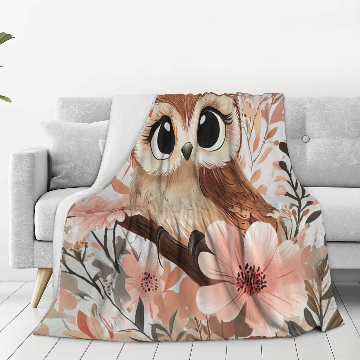 Owl Blanket Cute Animal Floral Fleece Owls Throw Blanket Super Soft Warm Cozy Fuzzy Plush Owl Blanket Gifts for Men Women Girls Boys Kids Teens Room Decor 40"X50"