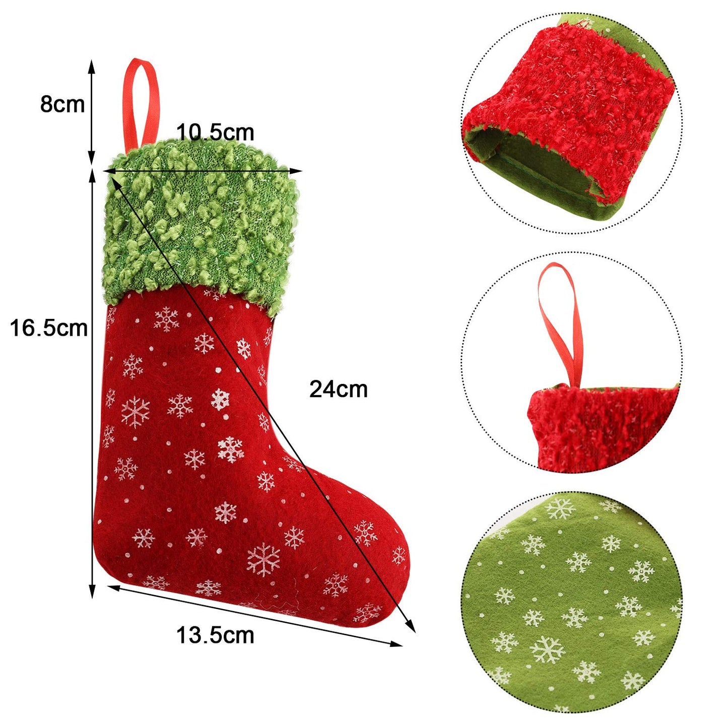 Syhood 24 Pieces 9 Inch Christmas Mini Stockings Plaid Snowflake Christmas Tree Hanging Stocking for Xmas New Year Party Decorations