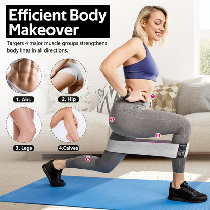 WALITO Resistance Bands for Working Out, Fabric Exercise Bands for Legs and Butt, Workout Bands for Women and Men, Booty Band for Yoga Starter Set, Pilates, Rehab, Fitness and Home Workout