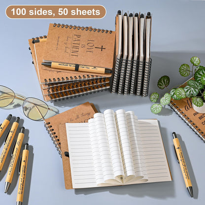 INSADA 30 Sets Bulk Christian Spiral Notebooks with Bamboo Pen Prayer Journal, Small Lined Notepad (5.43”x4.33”) - Mothers Day Gifts for Church Members, Bible Study Groups & Church Families