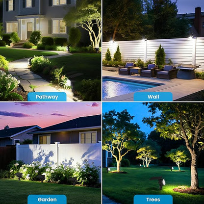 VOLISUN Solar Spotlight Outdoor, IP67 Waterproof Solar Landscape Spot Lights，Uplights for Yard Garden Pathway - 12 Pack (Cool White) 27 LED 3 Lighting Modes