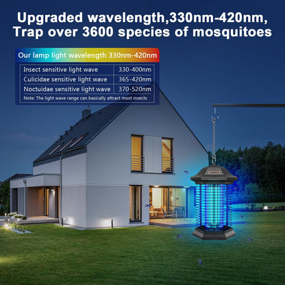 AMUFER Bug Zapper for Outdoor Indoor, Electric Mosquito Zapper Waterproof with 18W Power & 4400V Instant Grid, Insect Control Efficiency Increased 100%, Coverage of 1/2 Acre, for Patio, Backyard, Home