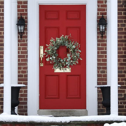 YNYLCHMX 18 Inch Winter Wreath for Front Door, Winter Wreath with Eucalyptus Leaves with Berry, Artificial Door Front Door Wreaths for Indoor Windows Walls Farmhouse Holiday Party Decoration