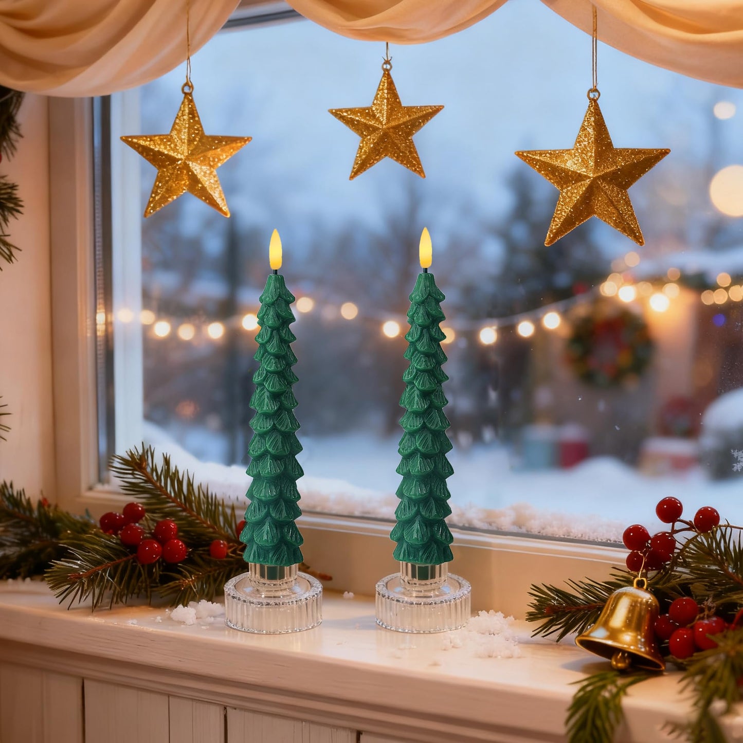 XingsLight LED Flameless Taper Candles with Remote & Timer – 12 Pack Battery Operated Christmas Window Candles, Warm White Flickering Light, Safe Realistic Flame for Holiday Table & Home Décor