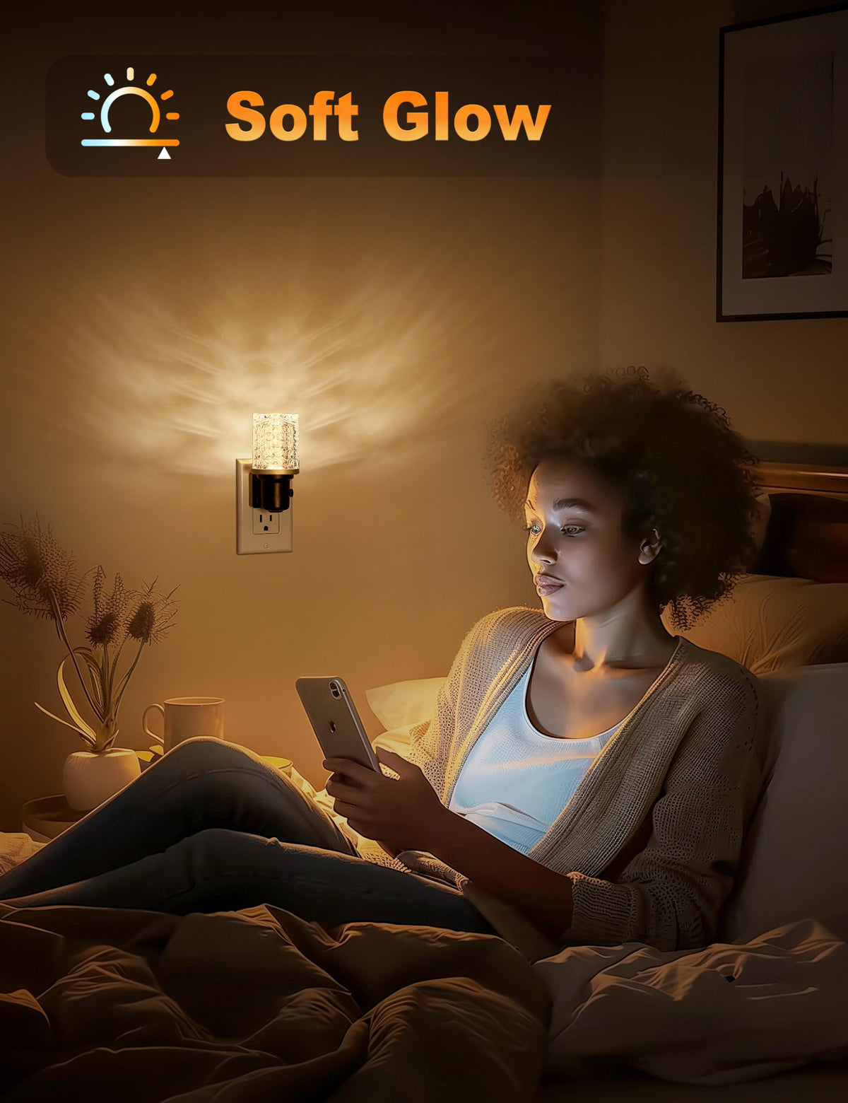 JandCase LED Night Light, Dimmable Night Lights Plug into Wall, Modern Nightlight with Auto On Off Light Sensor, 3000K Soft White Night Light 0-100LM Brightness for Bathroom Hallway Bedroom Decor