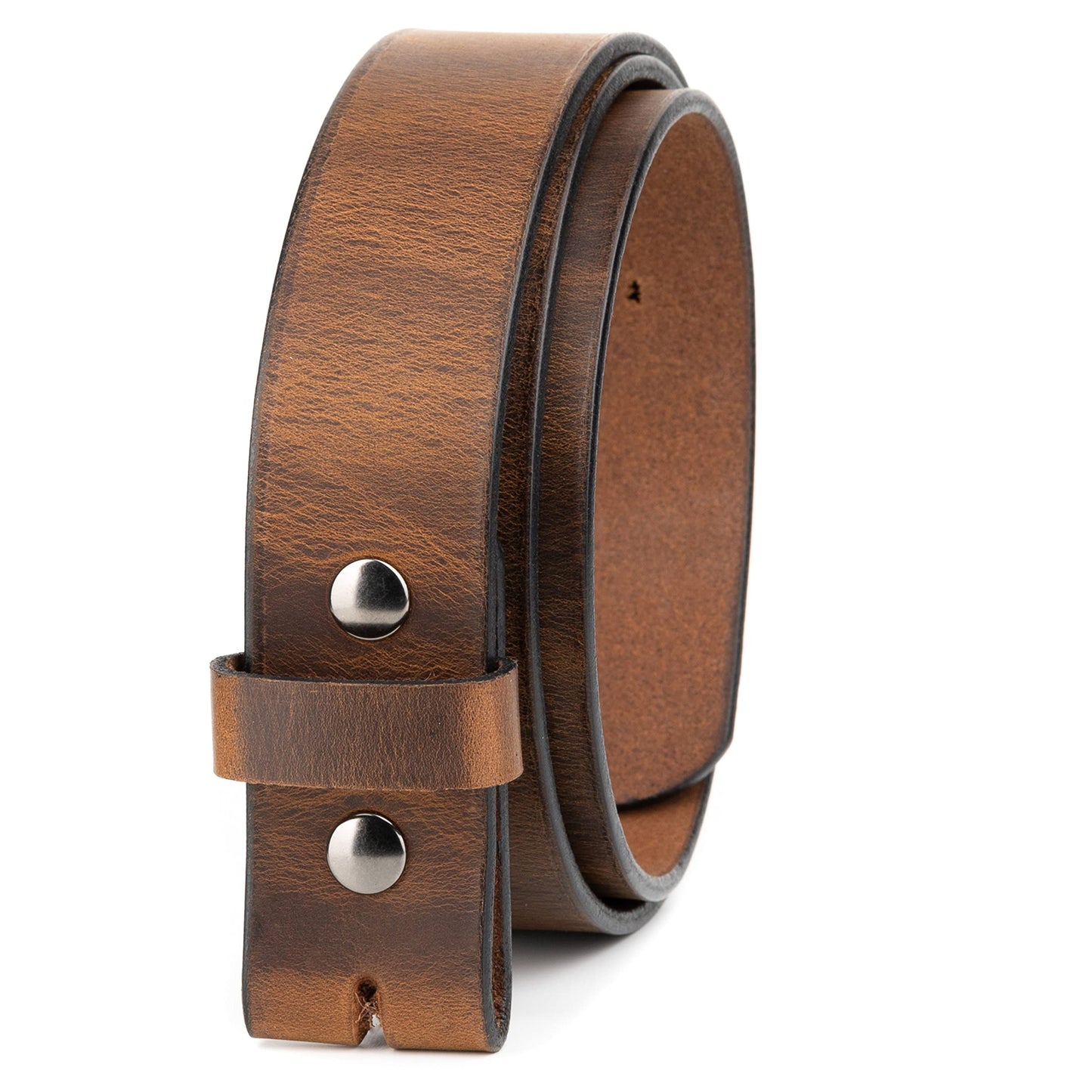 Main Street Forge No Buckle Belt | Made in USA Mens Cowboy Belt | 1 1/2" Leather Belt Strap | Bootlegger Brown 38